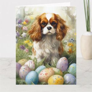 Cavalier King Charles Spaniel mit Ostereiern Karte