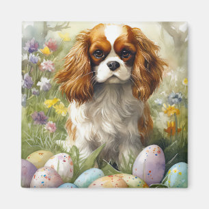 Cavalier King Charles Spaniel mit Ostereiern Magnet