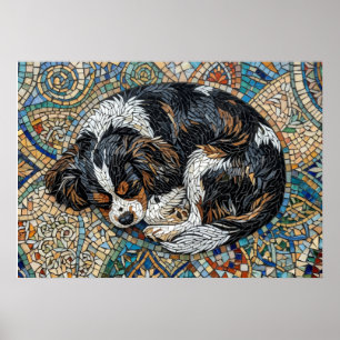 Cavalier King Charles Spaniel Mosaik Mandala Poste Poster