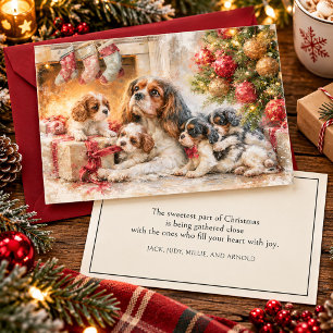 Cavalier King Charles Spaniel Mutter Welpen Feiertagskarte