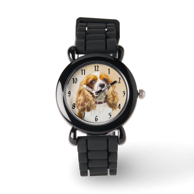 Cavalier King Charles Spaniel Original Malerei Armbanduhr (Vorderseite)