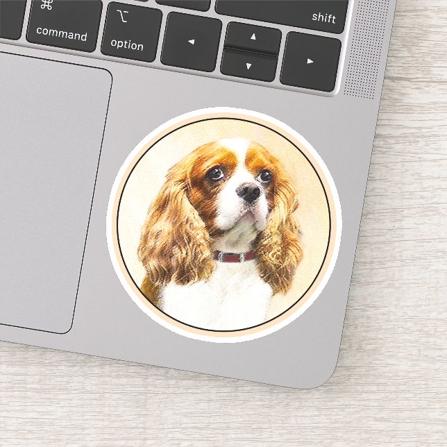 Cavalier King Charles Spaniel Original Malerei Aufkleber (Detail)