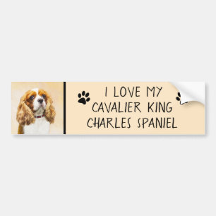 Cavalier King Charles Spaniel Original Malerei Autoaufkleber