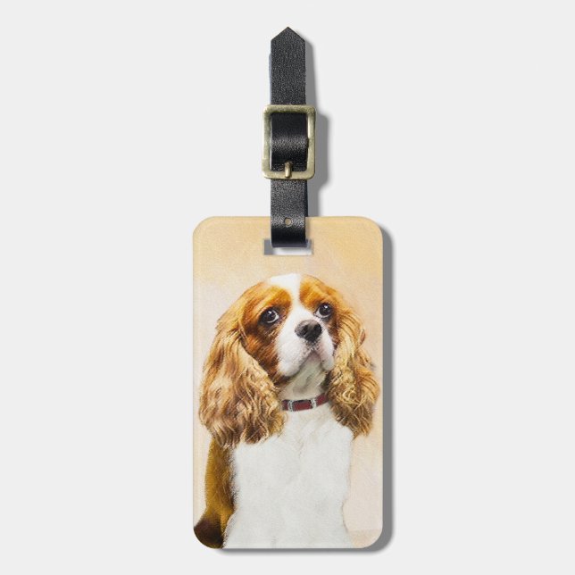 Cavalier King Charles Spaniel Original Malerei Gepäckanhänger (Vorderseite vertikal)
