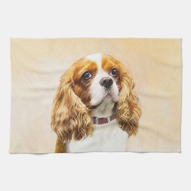 Cavalier King Charles Spaniel Original Malerei Geschirrtuch (Horizontal)