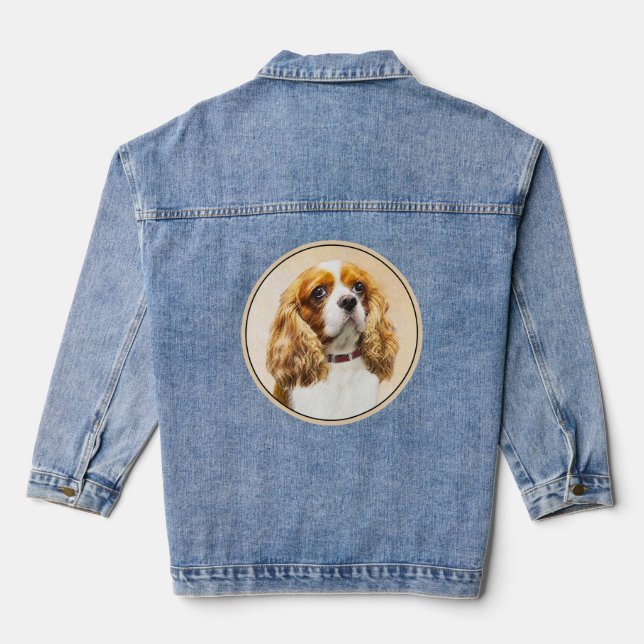 Cavalier King Charles Spaniel Original Malerei Jeansjacke (Rückseite)