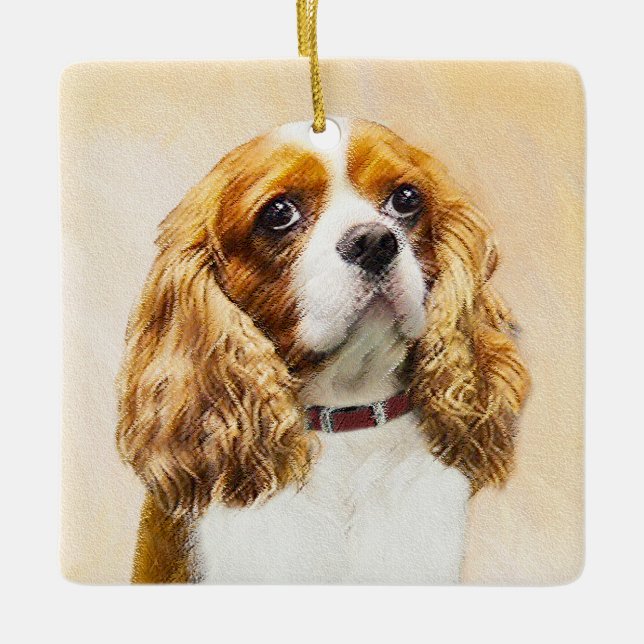 Cavalier King Charles Spaniel Original Malerei Keramikornament (Vorderseite)