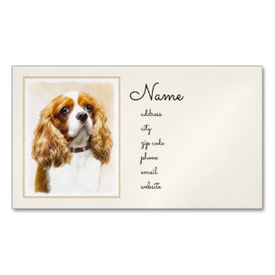 Cavalier King Charles Spaniel Original Malerei Magnetische Visitenkarte