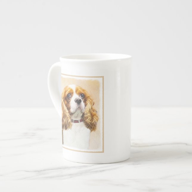 Cavalier King Charles Spaniel Original Malerei Prozellantasse (Vorderseite Links)