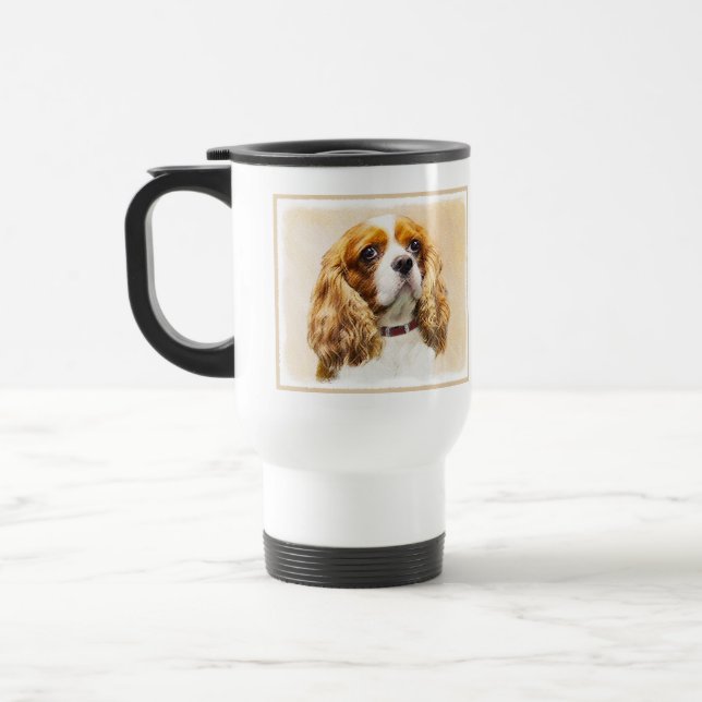 Cavalier King Charles Spaniel Original Malerei Reisebecher (Links)