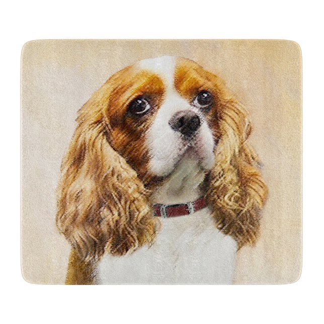 Cavalier King Charles Spaniel Original Malerei Schneidebrett (Vorderseite)