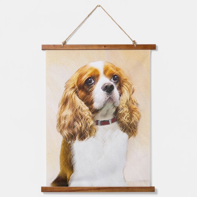 Cavalier King Charles Spaniel Original Malerei Wandteppich Mit Holzrahmen (Vorderseite)