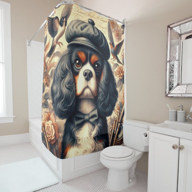 Cavalier King Charles Spaniel Painting Duschvorhang (Beispiel)