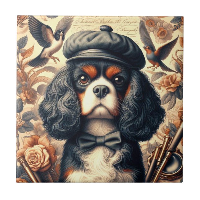 Cavalier King Charles Spaniel Painting Fliese (Vorderseite)