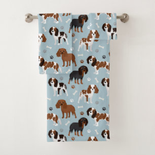 Cavalier King Charles Spaniel Paws and Bones Badhandtuch Set