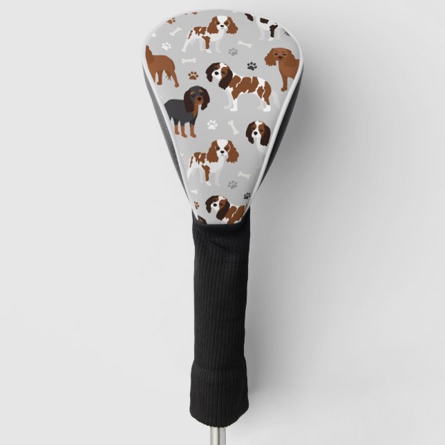 Cavalier King Charles Spaniel Paws and Bones Golf Headcover (Vorderseite)