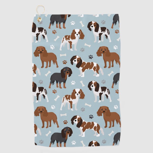 Cavalier King Charles Spaniel Paws and Bones Golfhandtuch (Vorderseite)