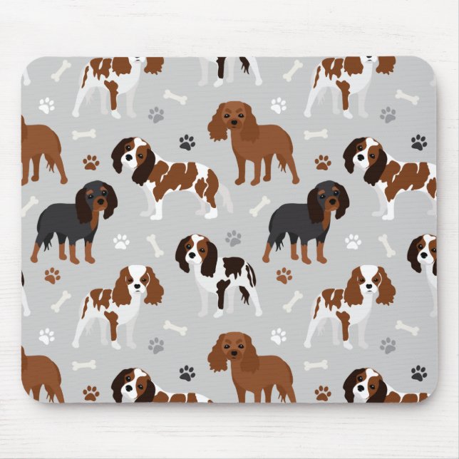Cavalier King Charles Spaniel Paws and Bones Mousepad (Vorne)