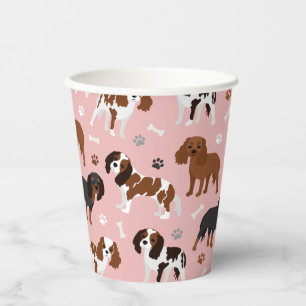 Cavalier King Charles Spaniel Paws and Bones Paper Pappbecher