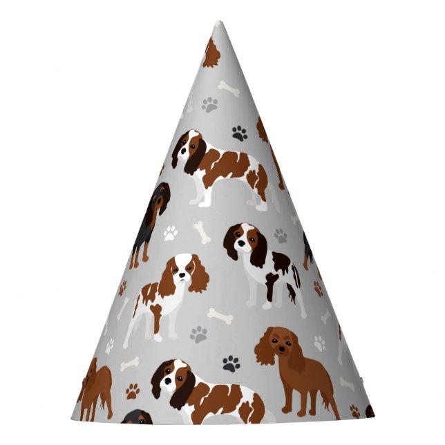 Cavalier King Charles Spaniel Paws and Bones Partyhütchen (Vorderseite)