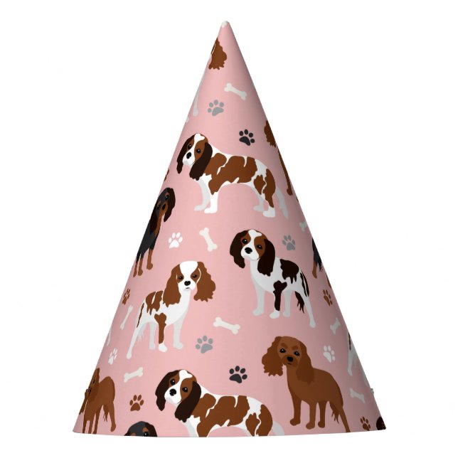 Cavalier King Charles Spaniel Paws and Bones Partyhütchen (Vorderseite)