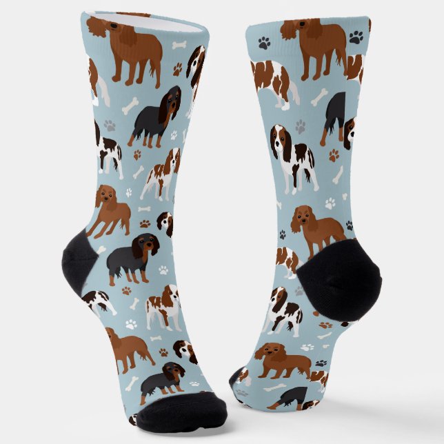 Cavalier King Charles Spaniel Paws and Bones Socks Socken (Gewinkelt)