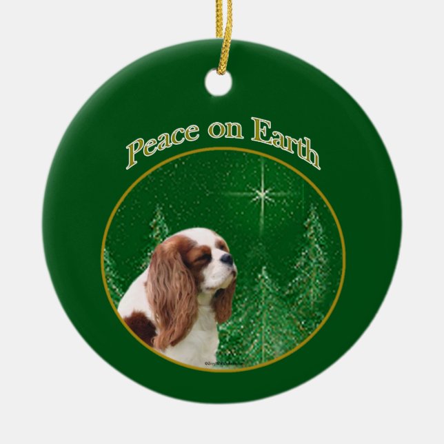 Cavalier King Charles Spaniel Peace Keramik Ornament (Vorne)