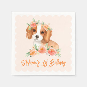 Cavalier King Charles Spaniel Peach Dog Birthday Serviette