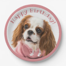 Cavalier King Charles Spaniel Pink Happy Birthday