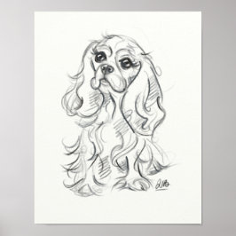 Cavalier king charles spaniel print | Skizze Poster