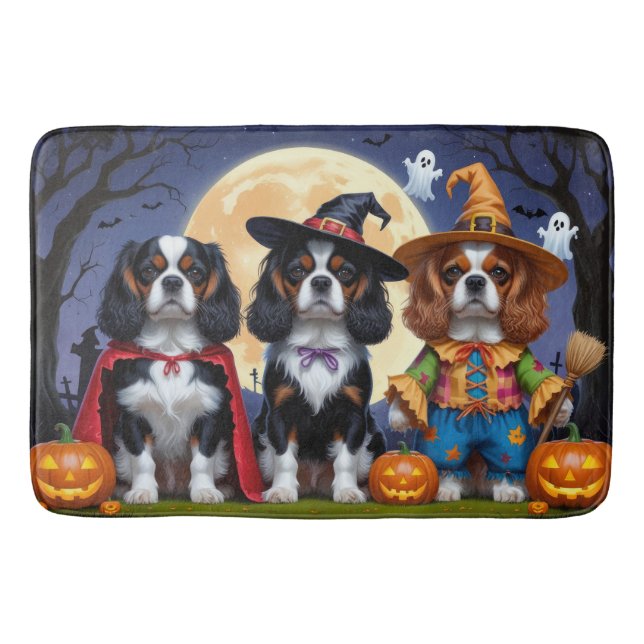 Cavalier King Charles Spaniel Pumpkin Halloween Badematte (Vorderseite)