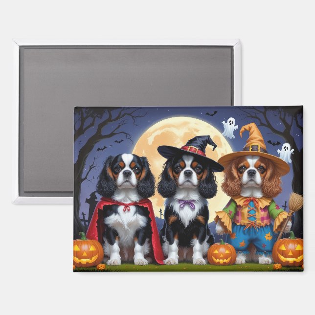 Cavalier King Charles Spaniel Pumpkin Halloween Magnet (Vorderseite/Rückseite)