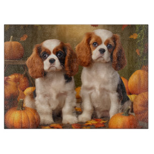 Cavalier King Charles Spaniel Puppy Autumn Pumpkin Schneidebrett