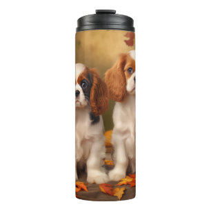 Cavalier King Charles Spaniel Puppy Autumn Pumpkin Thermosbecher