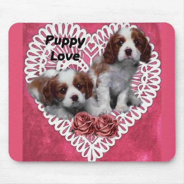 Cavalier King Charles Spaniel Puppy Liebe Mousepad (Vorne)