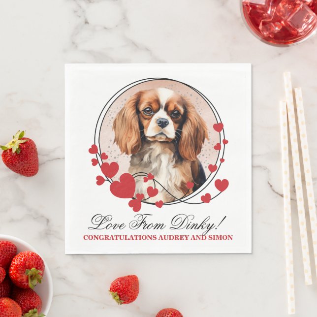 Cavalier King Charles Spaniel Red Heart Frame Serviette (Beispiel)