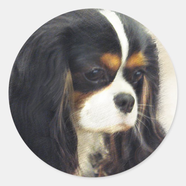 Cavalier King Charles Spaniel Runder Aufkleber (Vorderseite)