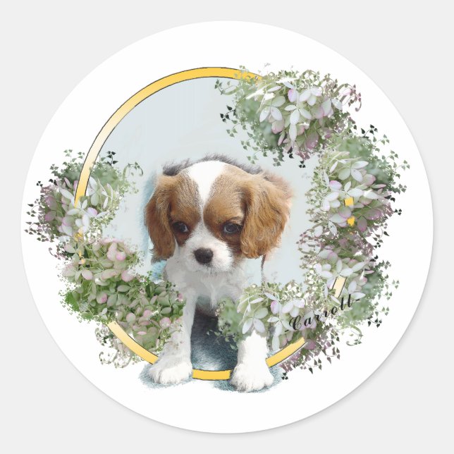 Cavalier King Charles Spaniel Runder Aufkleber (Vorderseite)