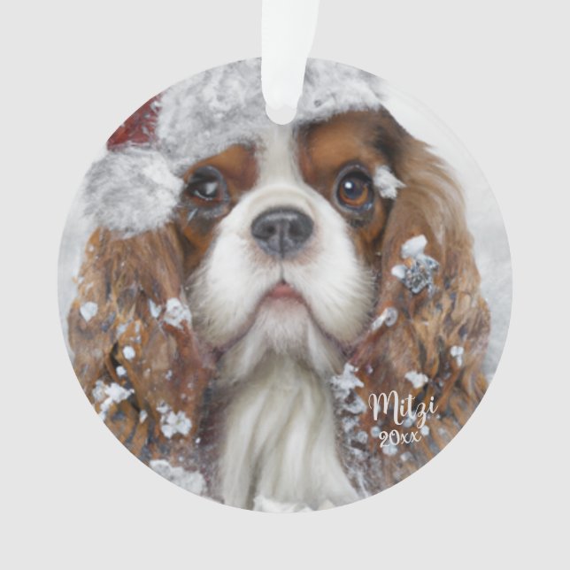 Cavalier King Charles Spaniel, Santa Dog, Ornament (Vorderseite)
