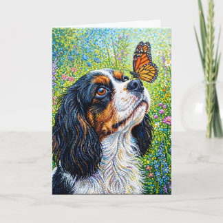 Cavalier King Charles Spaniel Schmetterlingsgarten Karte