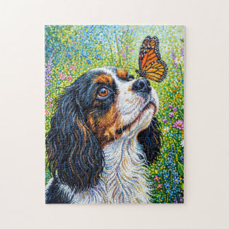 Cavalier King Charles Spaniel Schmetterlingsgarten Puzzle