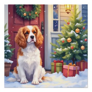 Cavalier King Charles Spaniel Schneee Weihnachten Poster