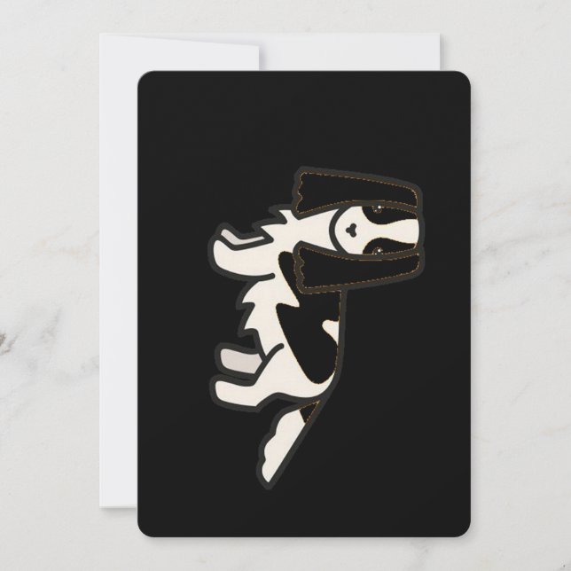 cavalier king charles spaniel schwarz-weiße toon einladung (Vorderseite)