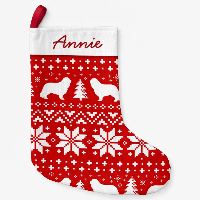 Cavalier King Charles Spaniel Silhouetten Holiday Kleiner Weihnachtsstrumpf (Vorderseite)