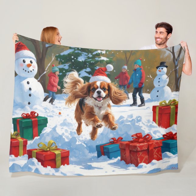 Cavalier King Charles Spaniel Snow mit Weihnachten Fleecedecke (Beispiel)