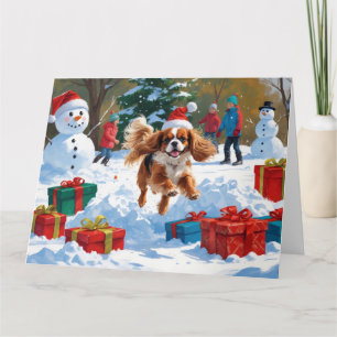 Cavalier King Charles Spaniel Snow mit Weihnachten Karte