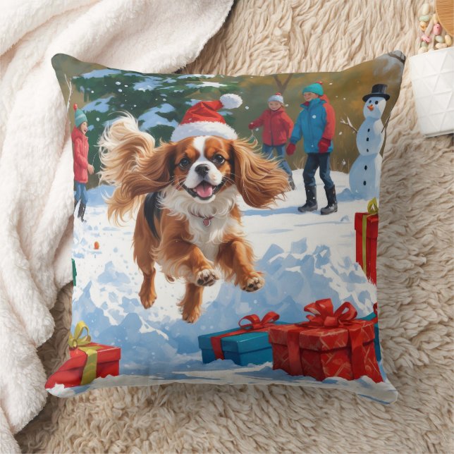 Cavalier King Charles Spaniel Snow mit Weihnachten Kissen (Decke)