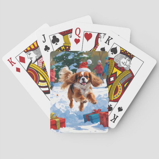 Cavalier King Charles Spaniel Snow mit Weihnachten Spielkarten (Rückseite)