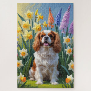 Cavalier King Charles Spaniel Spring Flowers Puzzle