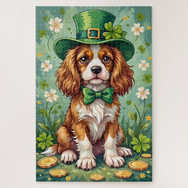 Cavalier King Charles Spaniel St. Patrick’s Day Hu Puzzle (Vertikal)